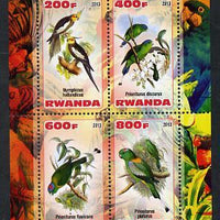 Rwanda 2013 Parrots perf sheetlet containing 4 values unmounted mint