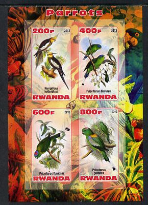 Rwanda 2013 Parrots imperf sheetlet containing 4 values unmounted mint