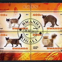 Rwanda 2013 Domestic Cats #1 perf sheetlet containing 4 values fine cto used