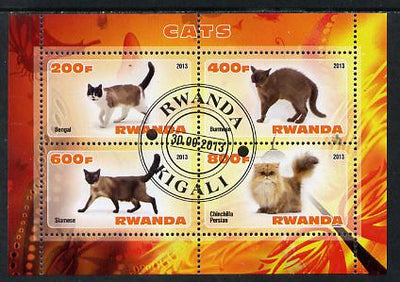 Rwanda 2013 Domestic Cats #1 perf sheetlet containing 4 values fine cto used