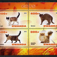 Rwanda 2013 Domestic Cats #1 perf sheetlet containing 4 values unmounted mint