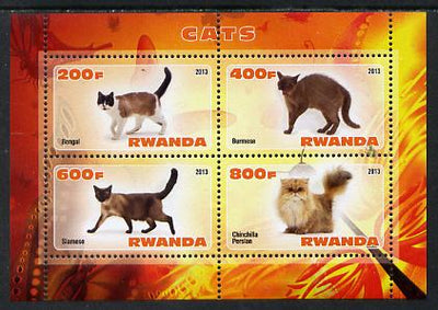 Rwanda 2013 Domestic Cats #1 perf sheetlet containing 4 values unmounted mint