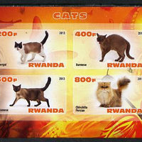 Rwanda 2013 Domestic Cats #1 imperf sheetlet containing 4 values unmounted mint