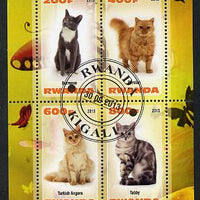 Rwanda 2013 Domestic Cats #2 perf sheetlet containing 4 values fine cto used