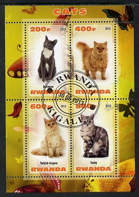 Rwanda 2013 Domestic Cats #2 perf sheetlet containing 4 values fine cto used
