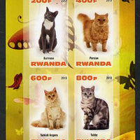 Rwanda 2013 Domestic Cats #2 imperf sheetlet containing 4 values unmounted mint
