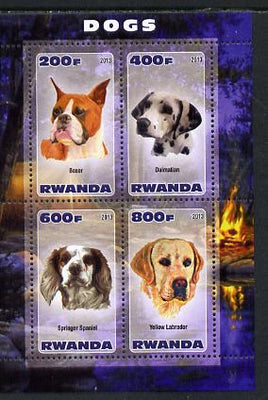 Rwanda 2013 Dogs #2 perf sheetlet containing 4 values unmounted mint
