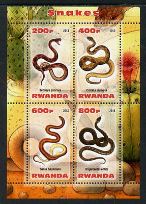 Rwanda 2013 Snakes perf sheetlet containing 4 values unmounted mint