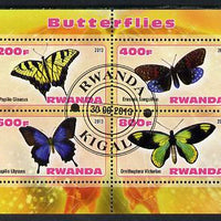 Rwanda 2013 Butterflies #2 perf sheetlet containing 4 values fine cto used