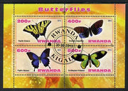 Rwanda 2013 Butterflies #2 perf sheetlet containing 4 values fine cto used