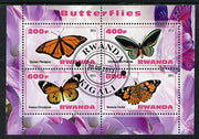 Rwanda 2013 Butterflies #3 perf sheetlet containing 4 values fine cto used