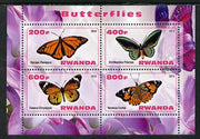Rwanda 2013 Butterflies #3 perf sheetlet containing 4 values unmounted mint