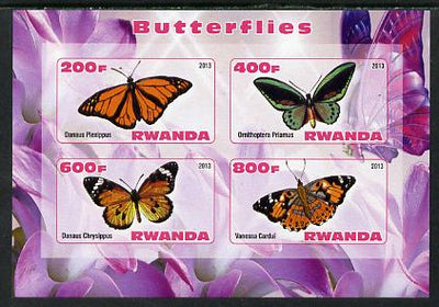 Rwanda 2013 Butterflies #3 imperf sheetlet containing 4 values unmounted mint