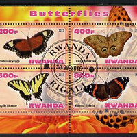 Rwanda 2013 Butterflies #4 perf sheetlet containing 4 values fine cto used