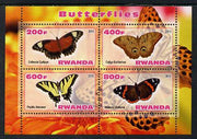 Rwanda 2013 Butterflies #4 perf sheetlet containing 4 values unmounted mint