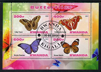 Rwanda 2013 Butterflies #5 perf sheetlet containing 4 values fine cto used
