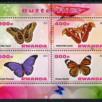 Rwanda 2013 Butterflies #5 perf sheetlet containing 4 values unmounted mint