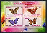 Rwanda 2013 Butterflies #5 imperf sheetlet containing 4 values unmounted mint