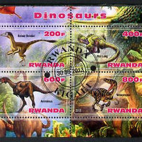 Rwanda 2013 Dinosaurs #1 perf sheetlet containing 4 values fine cto used