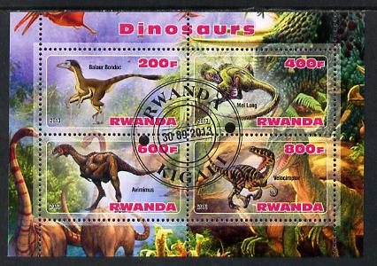 Rwanda 2013 Dinosaurs #1 perf sheetlet containing 4 values fine cto used