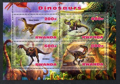 Rwanda 2013 Dinosaurs #1 perf sheetlet containing 4 values unmounted mint