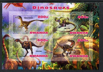 Rwanda 2013 Dinosaurs #1 imperf sheetlet containing 4 values unmounted mint