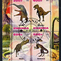 Rwanda 2013 Dinosaurs #2 perf sheetlet containing 4 values fine cto used