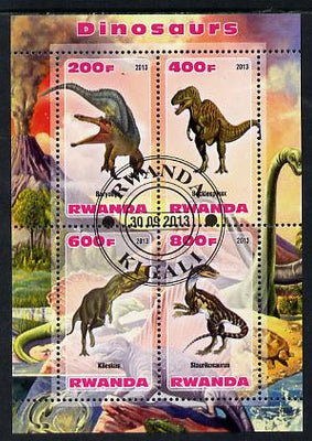 Rwanda 2013 Dinosaurs #2 perf sheetlet containing 4 values fine cto used