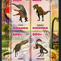 Rwanda 2013 Dinosaurs #2 perf sheetlet containing 4 values unmounted mint