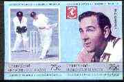 St Vincent - Union Island 1984 Cricket (Cowdrey) 75c imperf proof se-tenant pair printed in blue, magenta & black only unmounted mint
