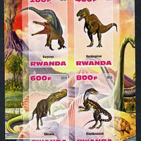 Rwanda 2013 Dinosaurs #2 imperf sheetlet containing 4 values unmounted mint