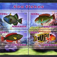 Rwanda 2013 Sea Fish #1 perf sheetlet containing 4 values unmounted mint