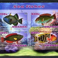 Rwanda 2013 Sea Fish #1 imperf sheetlet containing 4 values unmounted mint