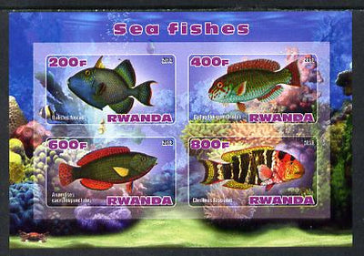 Rwanda 2013 Sea Fish #1 imperf sheetlet containing 4 values unmounted mint