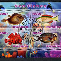 Rwanda 2013 Sea Fish #2 perf sheetlet containing 4 values fine cto used