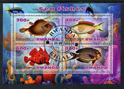 Rwanda 2013 Sea Fish #2 perf sheetlet containing 4 values fine cto used