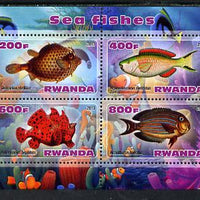 Rwanda 2013 Sea Fish #2 perf sheetlet containing 4 values unmounted mint
