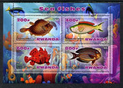 Rwanda 2013 Sea Fish #2 perf sheetlet containing 4 values unmounted mint