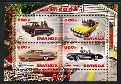 Rwanda 2013 Vintage Cars #1 perf sheetlet containing 4 values unmounted mint