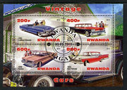 Rwanda 2013 Vintage Cars #2 perf sheetlet containing 4 values fine cto used