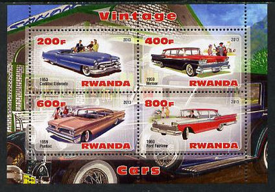 Rwanda 2013 Vintage Cars #2 perf sheetlet containing 4 values unmounted mint