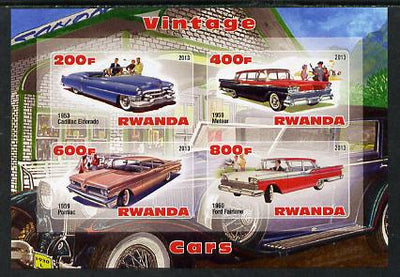Rwanda 2013 Vintage Cars #2 imperf sheetlet containing 4 values unmounted mint
