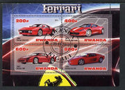 Rwanda 2013 Ferrari Cars #1 perf sheetlet containing 4 values fine cto used