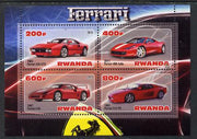 Rwanda 2013 Ferrari Cars #1 perf sheetlet containing 4 values unmounted mint