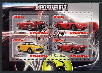Rwanda 2013 Ferrari Cars #2 perf sheetlet containing 4 values fine cto used