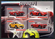 Rwanda 2013 Ferrari Cars #2 imperf sheetlet containing 4 values unmounted mint