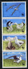 Tristan da Cunha 1999 WWF - Wandering Albatros vertical perf strip of 4, second stamp showing additional Panda Logo on left-hand bird, unmounted mint SG 651b