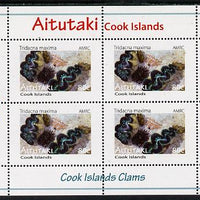 Cook Islands - Aitutaki 2013 Clams #3 perf sheetlet containing 4 x 80c values unmounted mint