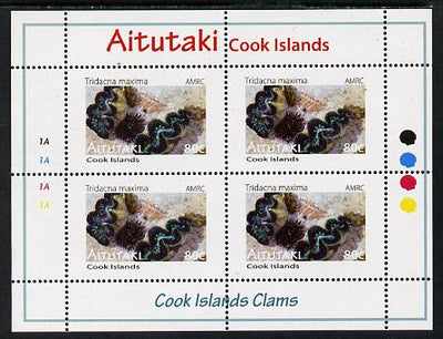 Cook Islands - Aitutaki 2013 Clams #3 perf sheetlet containing 4 x 80c values unmounted mint