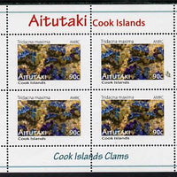 Cook Islands - Aitutaki 2013 Clams #4 perf sheetlet containing 4 x 90c values unmounted mint